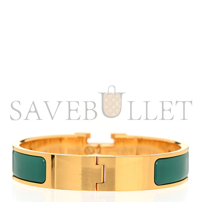 HERMÈS ENAMEL NARROW CLIC CLAC H BRACELET PM MALACHITE 